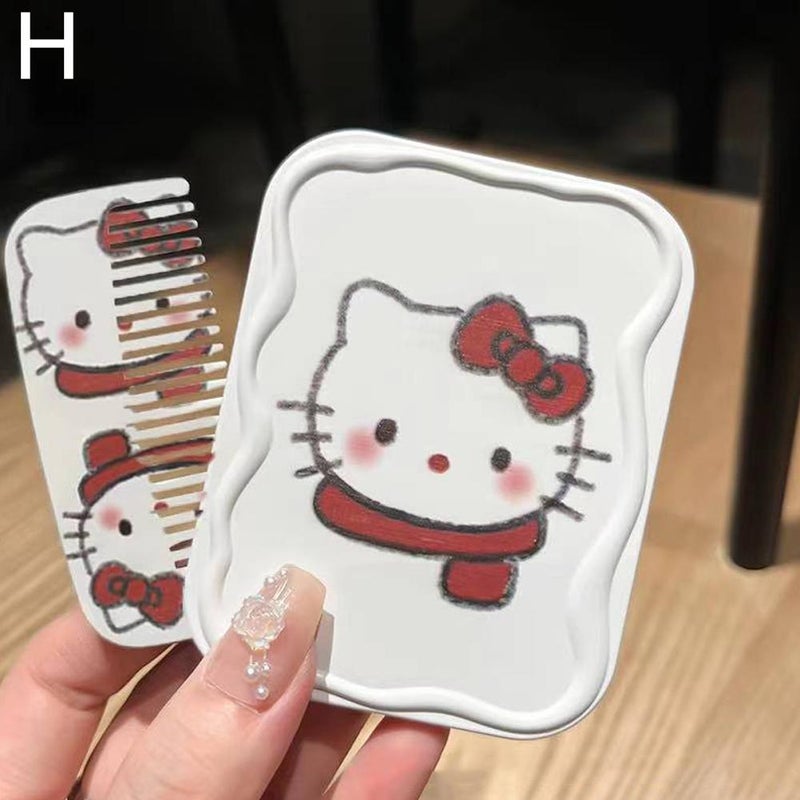 New Instagram-worthy cute Hello Kitty makeup mirror, foldable, handheld, portable, for on-the-go touch-ups, student makeup mirror, portable foldable makeup mirror combo set, perfect for class or pocket mirror.